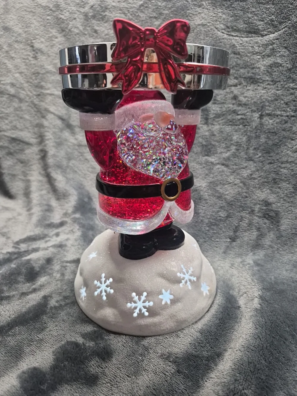 Bath & Body Works Christmas Santa Water Globe 3-Wick Candle Holder